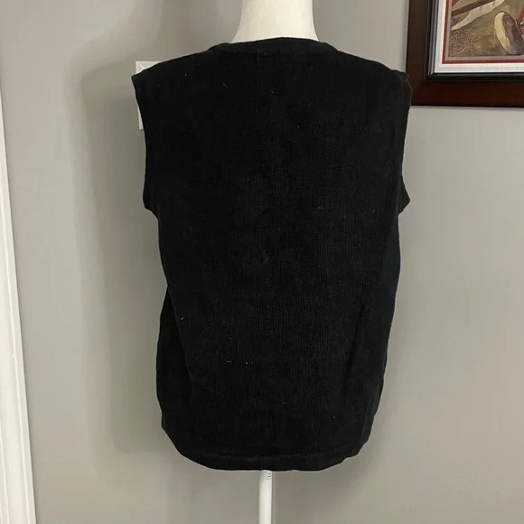 Victoria Harbour Womens black cats kitty sweater vest size Large fun kitsch - Picture 3 of 4